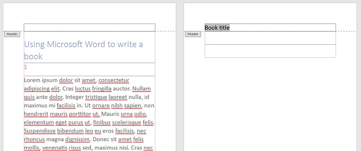 The conditional StyleRef field in Word - It shows the book title on the first page