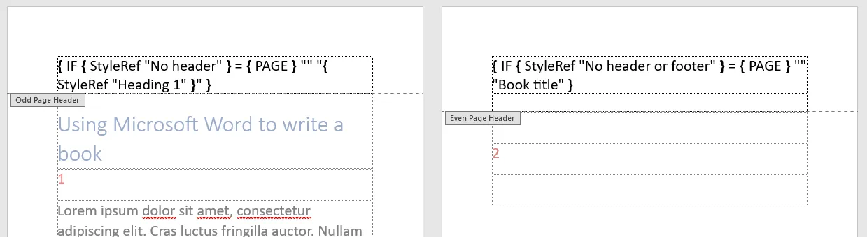 The conditional StyleRef field in Word - The headers disappear on the blank page