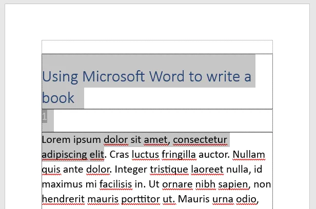 The No header style in Word - The “No header” field is white